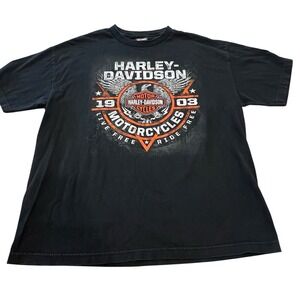 Harley Davidson Live Free Ride Free T-Shirt Tee Black Dover Ohio Adventure Sz XL